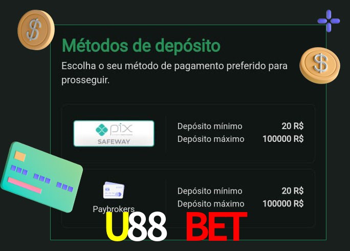 O cassino U88 Bet oferece uma grande variedade de métodos de pagamento